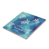 Carreau Tortues blanches Eau océanique bleue Texte côtier (Côté)