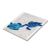 Carreau Tortues de mer bleues en amour (Côté)