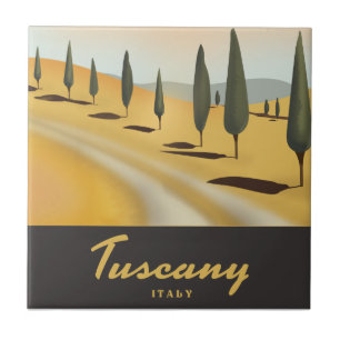 Carreau Toscane Italie affiche de voyage de style vintage