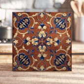 Carreau Toscane Terracotta Bleu et or Floral