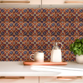 Carreau Toscane Terracotta Bleu et or Floral