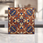 Carreau Toscane Terracotta Bleu et or Floral