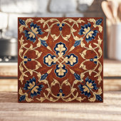Carreau Toscane Terracotta Bleu et or Floral