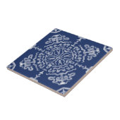 Carreau Totem bleu marine Mandala couleur blanche original (Côté)