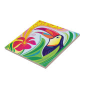 Carreau Toucan avec fleur tropicale (Côté)
