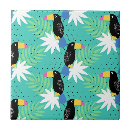 Carreau Toucans sur Teal (Devant)