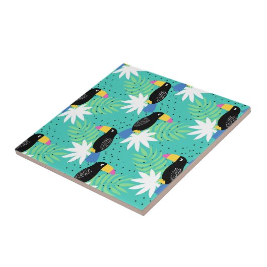 Carreau Toucans sur Teal (Côté)