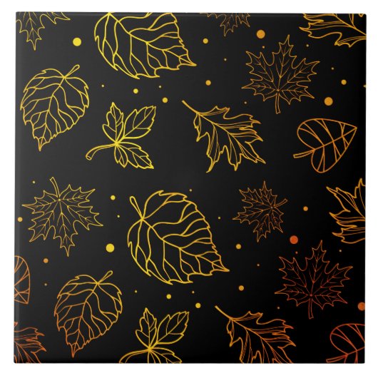 Carreau Touche de Feuilles de cuivre d'élégance sur le noi (Devant)