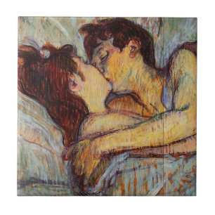 Carreau Toulouse-Lautrec dans le lit la tuile de baiser