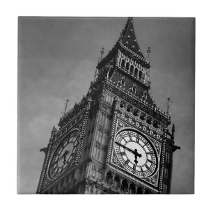 Carreau Tour d'horloge Big Ben noir et blanc