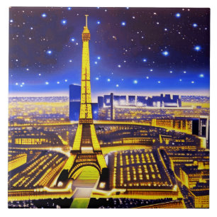 Carreau Tour Eiffel de Paris sous un ciel étoilé