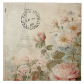 Carreau Tour Eiffel Découpage Vintage Floral rose (Devant)