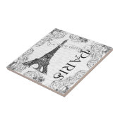 Carreau Tour Eiffel en noir et blanc (Côté)