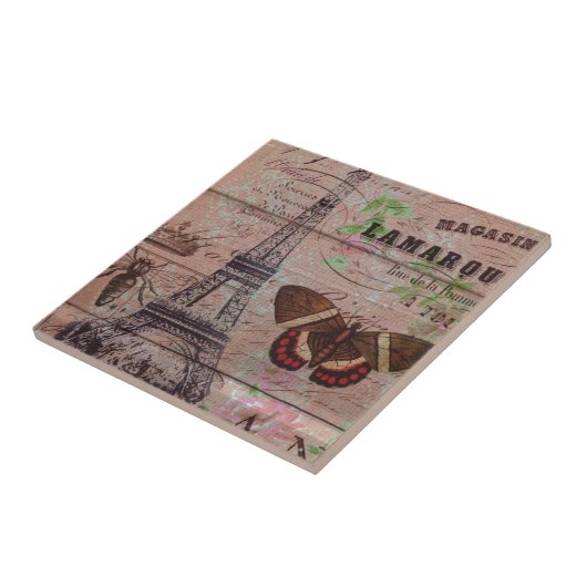 Carreau Tour Eiffel français de Paris de papillon (Côté)