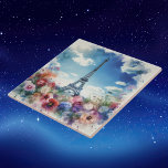 Carreau Tour Eiffel Paris Aquarelle Florale |<br><div class="desc">Améliorez votre espace avec cet élégant carrelage en céramique, avec une aquarelle vibrante représentant la Tour Eiffel entourée de motifs floraux. La finition céramique de haute qualité ajoute une touche de sophistication et de durabilité, ce qui en fait un ajout élégant à toute pièce. Qu'il s'agisse d'un accent décoratif, d'un...</div>