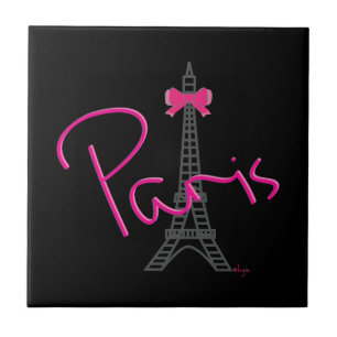 Carreau Tour Eiffel Paris avec arc rose