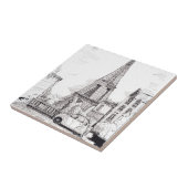 Carreau Tour Eiffel Paris France Illustration en encre de (Côté)