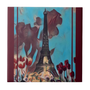 Carreau Tour Eiffel, Paris Iris, Tulipes Fleurs de Printem