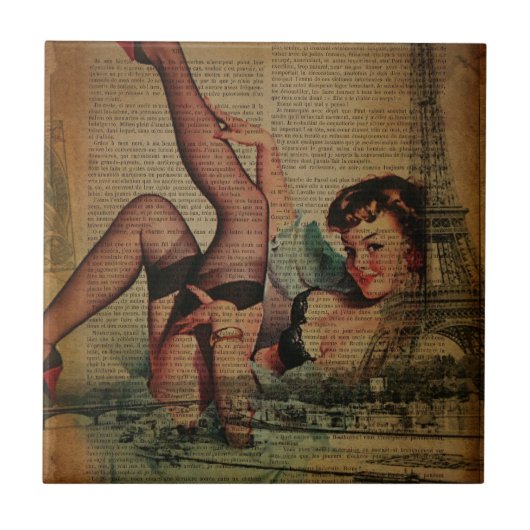 Carreau tour eiffel parisienne girly rétro fashionista (Devant)