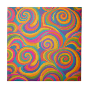 Carreau Tourbillon Arc-en-Ciel Abstrait Énergie Vibrante