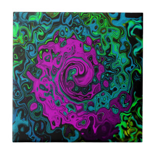Carreau Tourbillon d'art liquide groovy abstrait magenta g