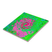 Carreau Tourbillon de liquide groovy abstrait vert et roug (Côté)