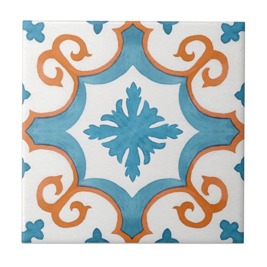 Carreau Tourbillonnant bleu turquoise marocain style médit (Devant)