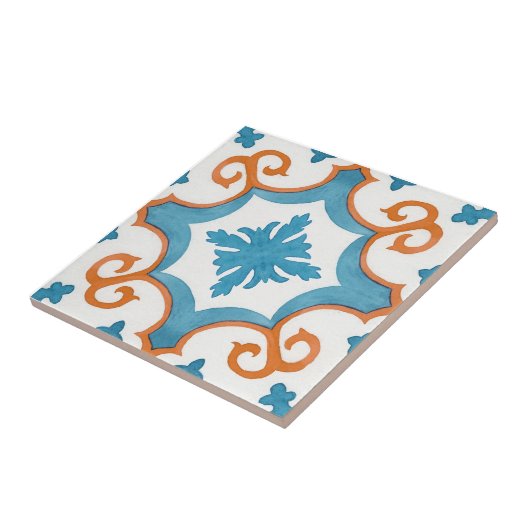 Carreau Tourbillonnant bleu turquoise marocain style médit (Côté)