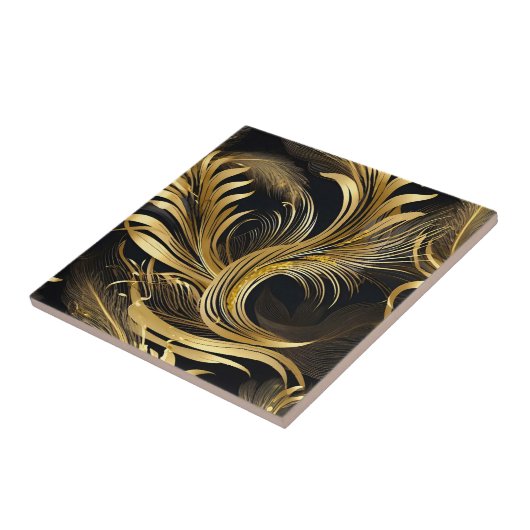 Carreau Tourbillons dorés Abstraits (Côté)