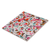 CARREAU TOURBILLONS FLORAUX ROUGE DE LA RENAISSANCE FLOREN (Côté)