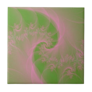 Carreau Tournage rose sur tuile verte