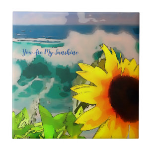 Carreau Tournesol à la plage vous êtes mon soleil
