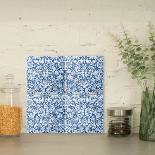 Carreau Tournesol bleu avec raisins William Morris