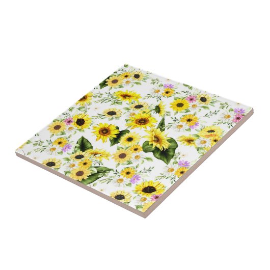 Carreau Tournesol d'aquarelle 7 (Côté)