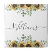 Carreau Tournesol d'automne monogramme rustique (Devant)