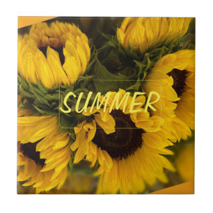 Carreau Tournesol doré Chaud Personnalisé