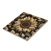 Carreau Tournesol Géant Doré sur Fond Noir (Côté)