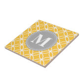Carreau Tournesol Jaune Cercles géométriques Gris Monogram (Côté)
