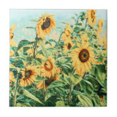 Carreau Tournesol Jaune Turquoise Art Design (Devant)