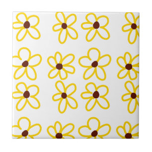 Carreau Tournesol marron jaune motif floral moderne boho