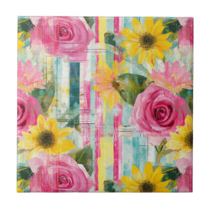 Carreau Tournesol Rose Rose Thé Floral Été