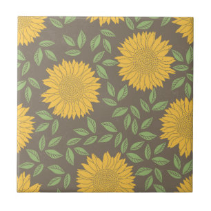 Carreau Tournesol Vert Feuilles Jolies Fleurs naturelles