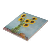 Carreau Tournesols dans un vase sur une table (Côté)