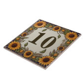 Carreau Tournesols Rustiques Custom House Numéro Plaque (Côté)