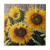 Carreau Tournesols Rustiques Sur Barton Imprimer (Devant)