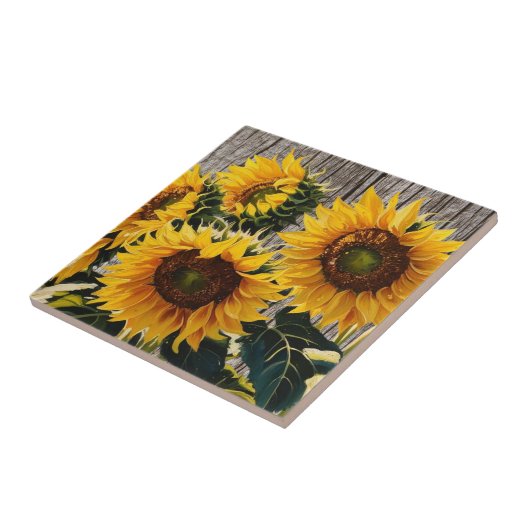 Carreau Tournesols Rustiques Sur Barton Imprimer (Côté)