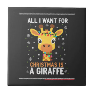 Carreau Tout ce que je veux pour Noël est une girafe anima