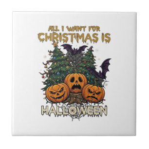 Carreau Tout ce que Noël veut, c'est Halloween Citrouilles