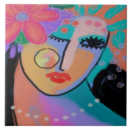 Carreau Tout habillé Portrait numérique Abstrait (Devant)