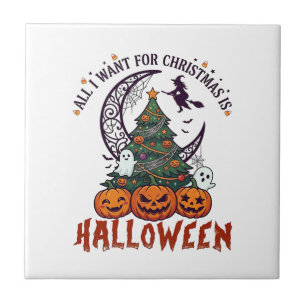 Carreau Tout le monde veut Noël Halloween Arbre Citrouille